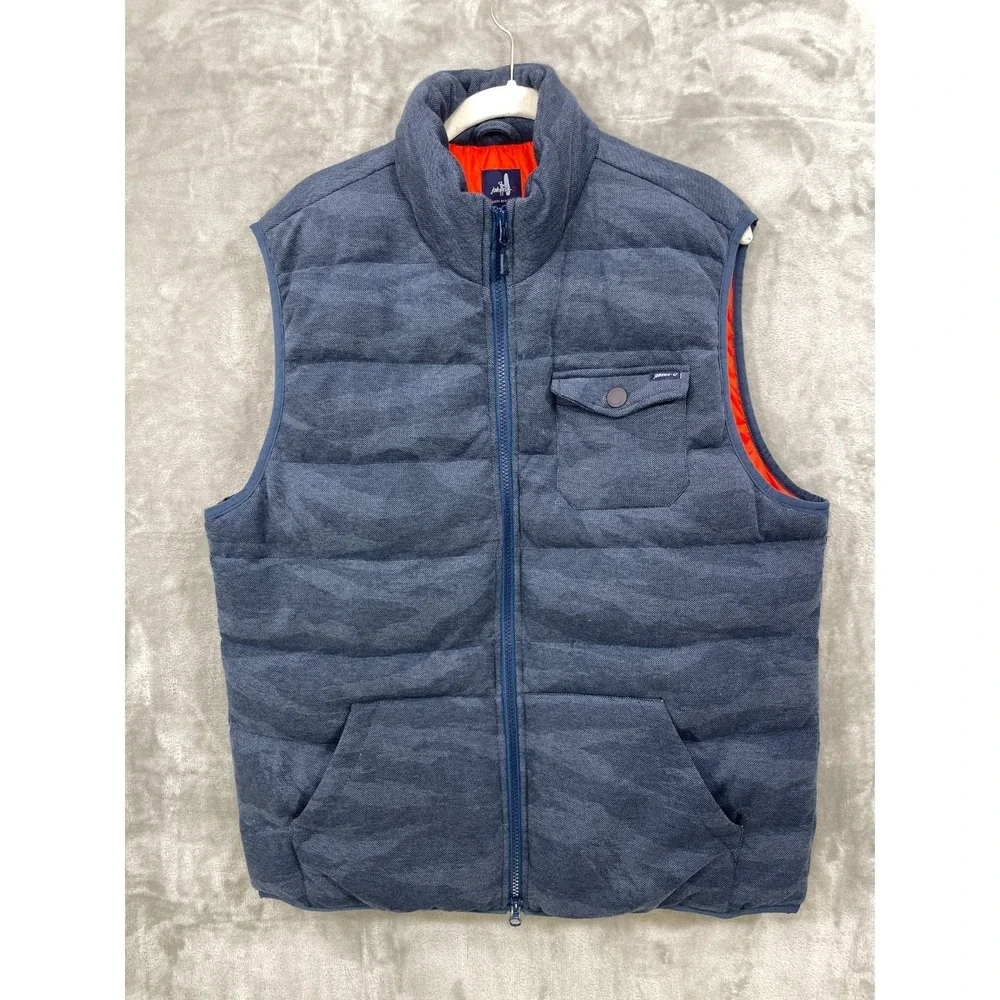 Johnnie O Puffer Vest Mens Large Mariner Blue  Quilted Insulated Nylon Lining
